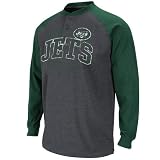 NFL Men's New York Jets BSD Long Sleeve Henley Tee (Charcoal Heather/Dark Green, X-Large)