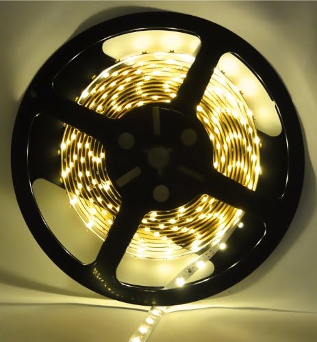 eTopTrade Warm White Non-Waterproof Flex LED Strip Light, 5050 SMD 300 LEDs flexible led Ribbon, 60leds/M 5 Meters(16.4 Feet) Spool LED Tape, 12VDC Input (Adapter not included)