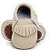 HONGTEYA Leather Baby Moccasins Hard Soled Tassel Crib Toddler Shoes for Boys and Girls (Toddler/2-3 Years/US 9.5/6.29', begie)