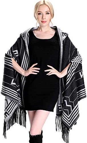 Spring Womens Fashion Cashmere Large Shawls and Wraps Both Sides Can Wear Gifts for Valentine's Day Black Grey