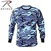 Rothco Long Sleeve Color Camo T-Shirt - Comfortable Tee for Outdoor Adventure (US, Alpha, X-Large, Regular, Regular, Sky Blue Camo)