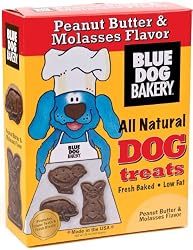 Blue Dog Bakery Natural Low Fat Dog Treats, Peanut Butter & Molasses Flavor, 20-Ounce Boxes (Pack of 6)