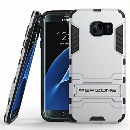 Galaxy S7 Edge Case, SRIZONE® [Kickstand Series] Shockproof | Card Slot | Heavy Duty Dual Layer Rugged Hybrid Armor Case Cover for Samsung Galaxy S7 Edge (2016) (Silver)