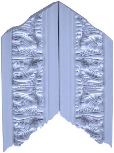 Evertrue Grecian leaf Primed Polyurethane Inside OR outside Corner Crown Moulding, 2 PC