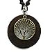 Skullz Jewelry Set of 3, Tree of Life Necklace, Wooden & Metal Bohemian Hippie Pendants with Adjustable Leather Cords