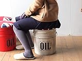 アメリカン雑貨　インテリア　ユニオンジャックのフタ付収納バケツスツールスチール製 20L　オイル缶型　ホワイト