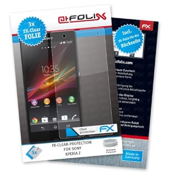 atFoliX FX-Clear Protection d'écran pour Sony Xperia Z (3 pièces) - avec face avant et dos! protection d'écran ultra-claire! La plus haute qualité atFoliX FX-Clear Protection d'écran pour Sony Xperia Z (3 pièces) - avec face avant et dos! protection d'écran ultra-claire! La plus haute qualité