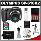 Olympus SP-610 UZ 22x Zoom 14MP 3D Still Digital Camera (Black) with 16GB C ....