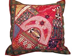 Vintage Sari Floor Pillows Hot Pink Indian Beaded Sari Cushion Covers