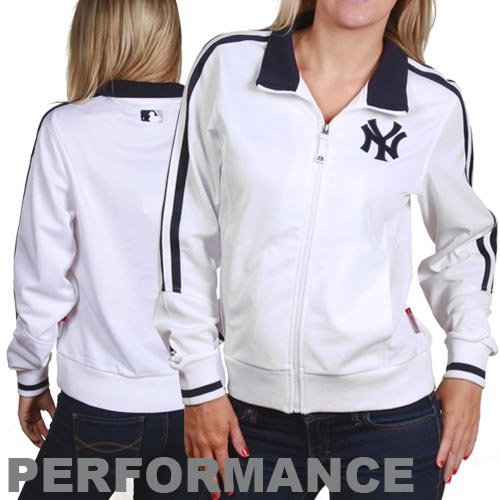 Majestic New York Yankees Ladies White Therma Base Performance Track Jacket (X-Large)