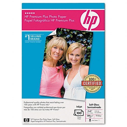 HP Premium Plus Photo Paper, Soft Gloss (100 Sheets, 4 x 6 Inch with Tab)