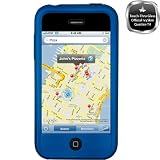 iPhone 3G 3GS Soft Polycarbonate Slim-Fit Quattro-T4 (2.0) Touch-Thru Glass Screen Case-Royal/Blue