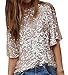 Baifern Women's Sequin Short Sleeve T-shirts Plus Size