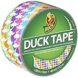 Duck Brand 282595 Printed Duct Tape, Neon Houndstooth, 1.88 Inches x 10 Yards, Single Roll