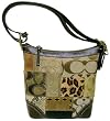 Coach Patchwork Signature Leather Brown Khaki Duffle Hobo Handbag 12840 $368