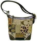 Coach Patchwork Signature Leather Brown Khaki Duffle Hobo Handbag 12840 $368