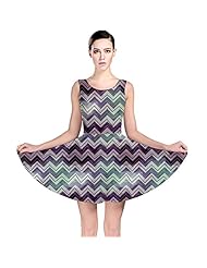 Polyester/Spandex Stretchy Chevron Print Skater Dress 