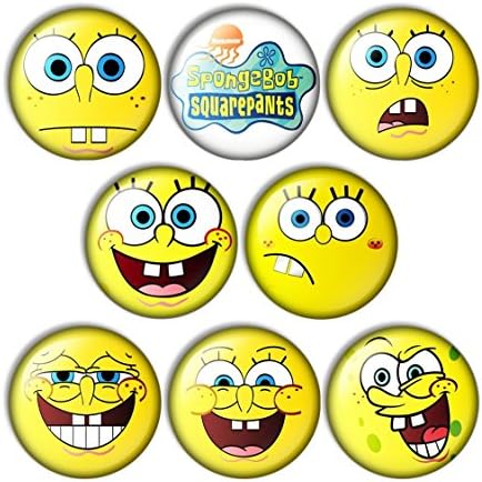 SpongeBob SquarePants 1 inch Pinback Buttons (Set of 8) ,New
