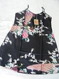 Women's 100% Thai Silk Night Gown- Asian Peacock Design- Midnight Black (Size F-3, LARGE)