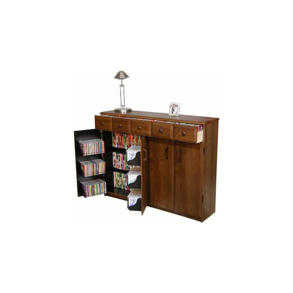 Cd Dvd Media Storage Cabinet With Drawers Walnut 2368wa On Popscreen
