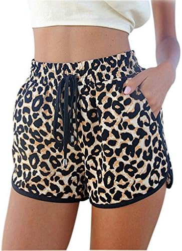 Women's Retro Leopard Printed Mini Shorts Wide-leg Beach Trouser With Waistband