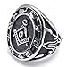 KONOV Embossed Stamped Freemason Masonic Stainless Steel Black Enamel Mens Ring