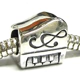 Sterling silver Piano Keyboard Musical Instrument w/ Music Note Treble Clef Bead for Pandora European Charm Bracelets