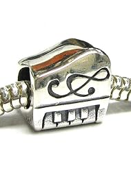 Sterling silver Piano Keyboard Musical Instrument w/ Music Note Treble Clef Bead for Pandora Troll Chamilia Biagi European Charm Bracelets