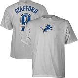Matthew Stafford Reebok Detroit Lions Grey Player Jersey T-Shirt (X-Large)