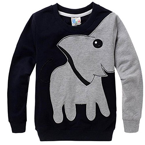 Tecrok Little Boys' Super Cute Elephant Print Sport Long Sleeve Pullover T Shirt 0.5-5 Years