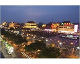 Photographic Print of Chinese style buildings illuminated in Bell Tower Square from Robert Harding