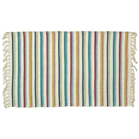100% Cotton Flat Weave Rug Striped 2 X 3 by Traders and Company
