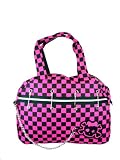 Skull: PUNK GOTHIC Shoulder Tote Bag *Pink Check+ Free Necklace