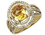 Citrine Gemstone and Diamond Cocktail Ring 2.27 Carat (ctw) in 14K Yellow Gold