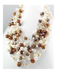 Mixed Colors Fresh Water Pearls Necklace In Zinc