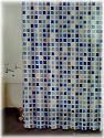 Retro Squares Clear & Blue Bathroom Bath Shower Curtain