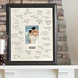 Personalized Gift - Wedding Wishes Signature Guest Book Picture Photo/Photograph Frame - With Engraved Brushed Silver Plate