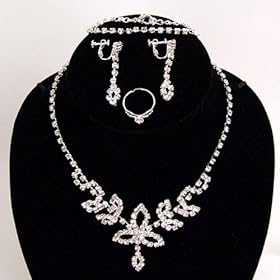  Diamantes Necklace Earrings Ring Bracelet Set 5pcs