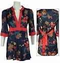 Navy & Red Kimono Boho Top