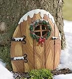 Detailed Resin Elfin Christmas Door with Snow-Drift Accents