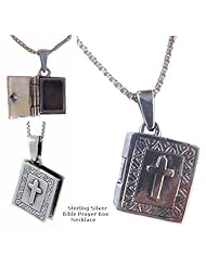 Sterling Silver Bible Prayer Box Necklace Spiritual Religious Jewelry