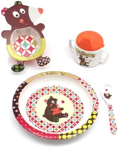 Woodours Melamine 4 Piece Dish Set, Bears