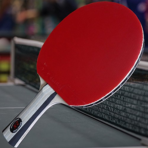 Custom Gambler Professional Table Tennis Paddle with 2X Carbon Flex Blade and Aces Rubbers plus Blue Case