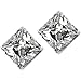 No Pierced Ears Magnetic Stud Earrings Men Square 5mm Diamond CZ Princess Cut Silver