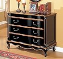 All new item Black and gold accented finish wood bombe chest console table