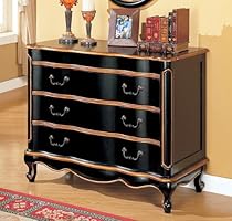 All new item Black and gold accented finish wood bombe chest console table
