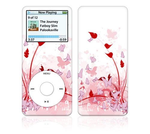Pink Butterfly Fantasy Decorative Skin Decal Sticker for Apple iPod Nano 1G (1st Gen) MP3 Player