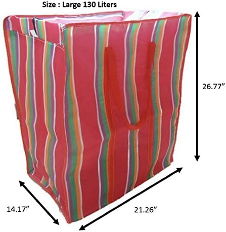 Bundle of Woven Strong Bags Utilities, Durable Nylon Woven Rainbow Style - Reusable (Bundle 130, 80, 70 Liters)