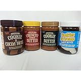 Trader Joe's Cookie Butter Combo 1) Speculoos Smooth Cookie Butter; 2) Speculoos Crunchy Cookie Butter; 3) Speculoos Cookie & Cocoa Swirl; 4) Cookies & Creme Cookie Butter (Total 4 Jars)