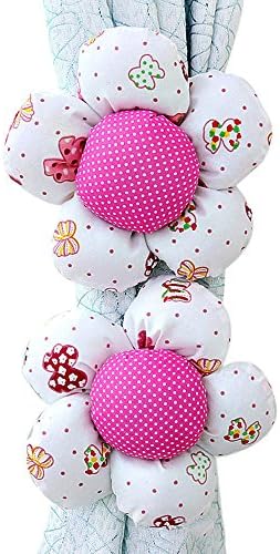 White Hot Pink Color 1 Pair Special Offer for Curtains Rods Kawaii Sunflower Window Curtain Buckle Tieback Clamp Clip Hook